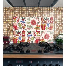 Reflexa Ocak Arkası Cam Koruyucu –yılbaşı Temalı Isıya Dayanıklı Dekoratif Cam Panel 40 x 30 cm * 2 Adet