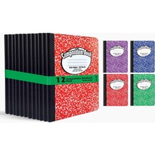 Str Store Kompozisyon Defteri - Sert Kapak, Geniş Çizgili (11/32 Inç), 100 Sayfa, Bir Konu, 24,8 cm x 19,0 Cm, Çeşitli Kapaklar: Kırmızı, Mavi, Yeşil, Mor-12'li Paket