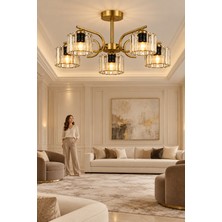 Esslight Asel 5’li Eskitme Plafonyer Kristal Taşlı Avize Salon Mutfak Yatak Odası