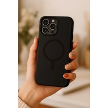 Lopard Apple iPhone 14 Pro Max Kılıf Cıvıl Cıvıl Magsafe Şarjlı Kılıf Silikon Kapak Siyah Magsafe Telefon Kılıfı