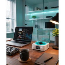 Lims Store Gece Işıklı Bluetooth Hoparlör 3-Ü-1 Zaman ve Pil Göstergeli