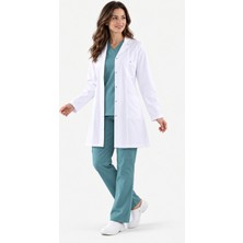 RKM Ticaret Kadın Beyaz Doktor Önlüğü | Uzun Kollu Klasik Yaka Cepli Sağlık Personeli Önlüğü