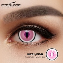 Ksseye HD21 Pink Pembe Beyaz Cosplay Gözlensi Parti Lensi 12 Ay Kullanım Süreli 1 Yıllık Solüsyon ve Lens Kabı Hediyeli