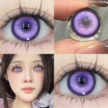 Ksseye Wind Purple Mor Cosplay Gözlensi Parti Lensi 12 Ay Kullanım Süreli 1 Yıllık Solüsyon ve Lens Kabı Hediyeli