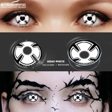 Ksseye HD63 Whıte Black Beyaz Siyah Cosplay Gözlensi Parti Lensi 12 Ay Kullanım Süreli 1 Yıllık Solüsyon ve Lens Kabı Hediyeli