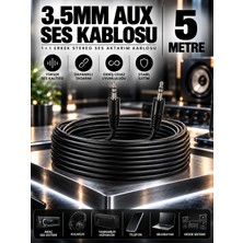 3.5mm Aux Ses Kablosu 1+1 Erkek Stereo Ses Aktarım Kablosu 5 Metre – Telefon, Bilgisayar, Hoparlör ve Araç Ses Sistemi Için