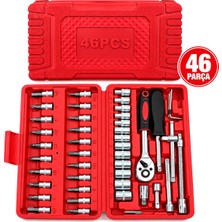 Khi-Zai 46 Parça Lokma Seti 1/4 Inc Bit - 6gen Soket - Cırcır Kolu - Uzatma-Kaydırma Çubukları Pls.kutulu