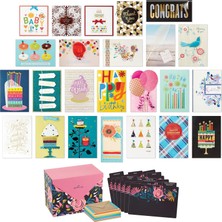 Nzm Store 24 Adet El Yapımı Tebrik Kartı, Farklı Kutularda, Modern Çiçek Deseni, Doğum Günü, Bebek Partisi, Düğün, Yas Tutma, Teşekkür Kartları