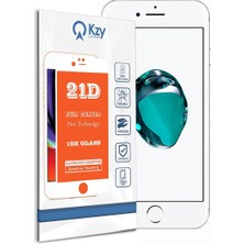Khi-Zai Apple iPhone 7 Beyaz ile Uyumlu Tam Kaplayan 21D Temperli Ekran Koruyucu Cam
