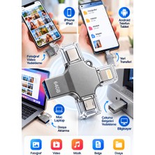 Khi-Zai Kompakt ve Taşınabilir Tasarıma Sahip 64GB Lightning Type C USB Microusb Çoklu Kullanımlı Flash Bellek