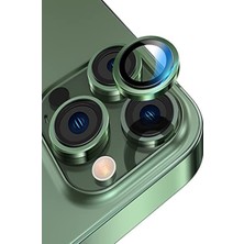 Khi-Zai Apple iPhone 13 Pro Max Alüminyum Alaşım Temperli Cam Kamera Lens Koruyucu - Yeşil