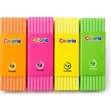 Khi-Zai Dordoi Coloria Pvc Içermeyen Çevre Dostu Silgi – 6 cm (4 Farklı Neon Renk: Turuncu, Pembe, Sarı, Yeşil)