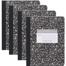 Khi-Zai Hard Cover Composition Book, 9 3/4" x 7 1/2", College Ruled, 80 Yaprak 4/pk