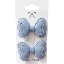 Khi-Zai Mavi Seri Kumaş Fiyonk Toka, Büyük Boy, 2'li Set (Stil-3)