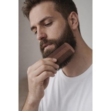 Khi-Zai Premium Ahşap Sakal & Bıyık Tarağı, Çift Taraflı Diş Yapısı, Doğal Ahşap Gövde, Vegan Deri Taşıma Kılıflı Erkek Bakım Tarağı (Sandal Ağacı (Keseli))