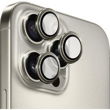 Khi-Zai Safir Temperli Kamera Lens Koruyucu, iPhone 16 Pro Max ve iPhone 16 Pro ile Uyumlu (Naturel Titanyum)