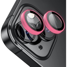 Khi-Zai iPhone 15/15 Plus ile Uyumlu Renkli Neon Metal Lens Koruyucu (Pink)