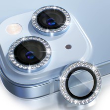 Khi-Zai iPhone 13,13 Mini,12 Pro Max Için, Taşlı, Kamera Lens Koruyucu, Basit Kurulum, Hd Görüntü, Metal Çerçeve, 9h Temperli Cam, Çizilmeye Dayanıklı, Diamond Camera Lens Protector (Mavi)