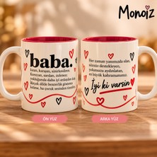 Baba Yazılı Içi Kırmızı Kupa Bardak