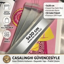Nzm Store Şeffaf Jelatin Poşet 5X20 cm (Kapak Payı Dahil Ölçü) Kendinden Yapışkanlı Bantlı Opp Torba Paketleme - 50 Adet
