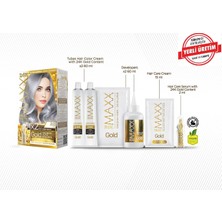 Khi-Zai Gold Serisi 24K Altın Parçacıklı Serum ile 1 Kutu 2 x 50 ml ve Geliştiriciler Saç Boyası (Füme Gri 0.01)