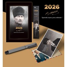Khi-Zai 2026 Komutan Atatürk Ajandası Ayraç Kartpostal Kalem - Gri
