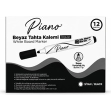 Khi-Zai Dordoi Piano 12'li Beyaz Tahta Kalemi 3 mm Yuvarlak Uç Siyah Renk – 13CM Uzunluk