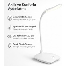 Khi-Zai Dokunmatik LED Masa Lambası Şarjlı Ayarlanabilir Işık Göz Yormayan Esnek Gövde Modern Beyaz Masa Lambası
