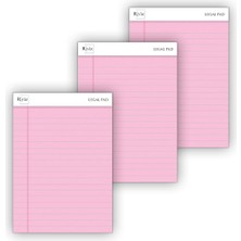Nzm Store A5 Boyut, 3 Adet Pembe Renkli Legal Pad, Notluk, Notepad, Defter, Herbiri 50 Yaprak, Geniş Satır Aralığı, Okul, Iş ve Ofis Için, Türk Malı
