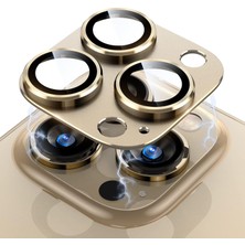 Khi-Zai iPhone 11/12 Mini Için Tek Parça Darbeye Dayanıklı Kamera Lens Koruyucu, Gece Çekim Modu Uyumlu, Hd Alüminyum Alaşım Çerçeveli 9h Sertliğinde Temperli Cam (Gold)