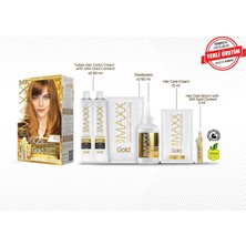 Khi-Zai Gold Serisi 24K Altın Parçacıklı Serum ile 1 Kutu 2 x 50 ml ve Geliştiriciler Saç Boyası (Karamel 8.73)
