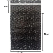 Nzm Store Siyah Bantlı Kapaklı Baloncuklu Torba, Balonlu Patpat Torba 15CM(EN) X20CM(BOY)+5CM(KAPAK) 100 Adet