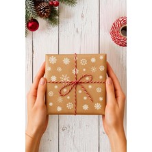 Nzm Store 5 Adet Kar Desenli Yılbaşı Ambalaj Kağıdı, Yılbaşı Hediye Paket Kağıdı, Kraf-Beyaz (70X100CM)