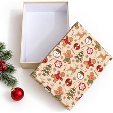 Nzm Store Yılbaşı Hediye Kutusu – 34X25X10 cm Noel Temalı Kapaklı Hediye Kutusu | Dayanıklı Karton, Varak Detaylı Yeni Yıl Hediye Paketi Kutusu Model 2