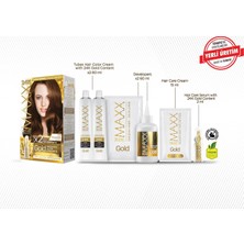 Khi-Zai Gold Serisi 24K Altın Parçacıklı Serum ile 1 Kutu 2 x 50 ml ve Geliştiriciler Saç Boyası (Koyu Karamel 7.7)