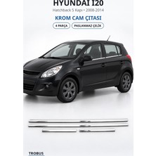 Trobus Hyundai I20 2008-2014 Uyumlu Krom Cam Çıtası 4 Parça Paslanmaz Çelik