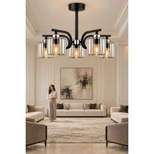 Esslight Nehir 5’li Avize Kristal Taşlı Modern Salon Mutfak Yemek Odası Aydınlatma