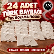 Arnur Company 24 Adet Türk Bayrağı Taş Boyama Figürü | Taş Figür | 29 Ekim'e Özel / Dıy Kendin Yap Hobi ve Okul Etkinlik Seti