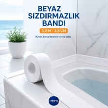Lataris Kendinden Yapışkanlı Beyaz Su Sızdırmazlık Bandı 3,2 M x 3,8 cm Lavabo Küvet Mutfak Kenar Bandı