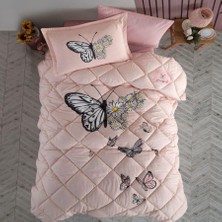 Denizli Çeyiz Clasy Tek Kişilik Ranforce Yorgan Seti Daisy Somon