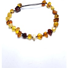 Ilgın Doğal Taş Takı Gerçek Damla Kehribar Bileklik - Asansör Düğümlü Amber 3.5 gr