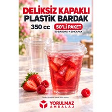 Yorulmaz Ambalaj 350 cc Deliksiz Kapaklı Sızdırmaz Pet Bardak 50'li