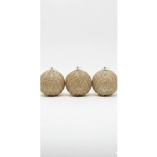 Omelas Yılbaşı Çam Ağacı Süsü Top Yılbaşı Topu Simli Şampanya/gold 3'lü Paket 8 Cm.