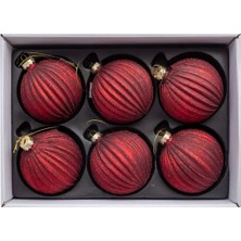 Omelas Yılbaşı Çam Ağacı Süsü Top Yılbaşı Topu Cam Top 8 Cm. 6 'lı Paket