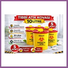 Bezos Tıbbi Atık Kovası 10 Litre 5 Adet Kapaklı Tıbbi Atık Kutusu Enfekte Atık Kovası Seti Rengaren