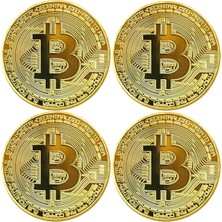 Madeni Hatıra Parası, Btc Altın Rengi Hediye Sikke Para, Kutulu Koleksiyon Parası (4 Adet)