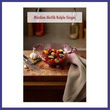 Bezos 23,5 x 30 cm Mürdüm Akrilik Kulplu Süzgeç ? Salata ve Makarna Süzme Kabı Mrl