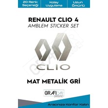 Design Renault Clio ile Uyumlu 4 Uyumlu Amblem Kaplama Sticker Set