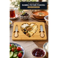 Viracasa Kalpli Bambu Peynir ve Kahvaltı Sunum Panosu 19X28,8 cm 2 Peynir Bıçaklı Servis Tahtası