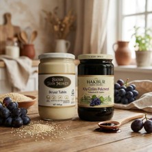 Tr Enfes Ikili Taş Değirmen Beyaz Çiğ Tahin 600 gr - Köy Üzüm Pekmezi 800 gr (Vegan&katkıs�